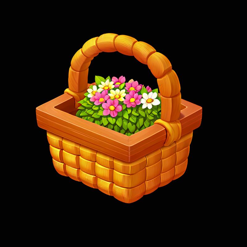 07204-1614048961-a flower basket., M2Z,Isometric viewing angle, Simple background,, masterpiece, best quality,.png